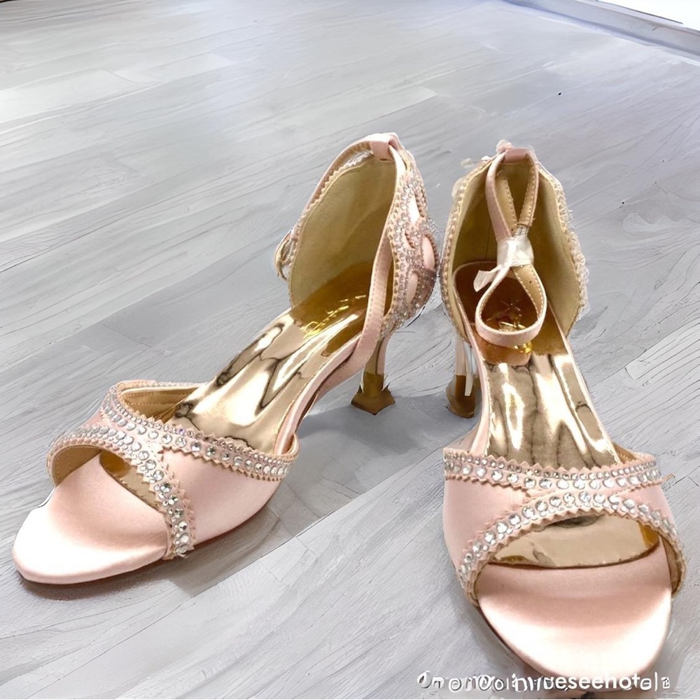 XYD Rhinestones Ankle Strap Peep Toe Wedding Sandals